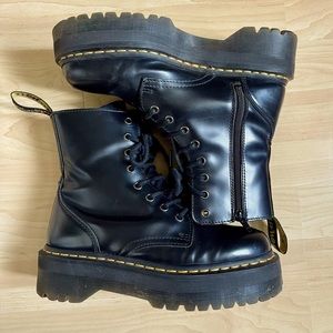 Dr. Martens Jadon Boot Leather Platforms Black Polished Smooth